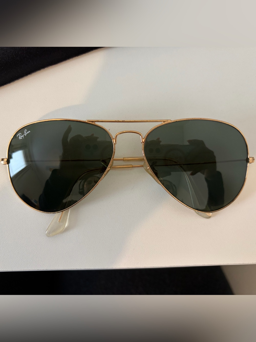 Ray-Ban Gold Frame Sunglasses with Black Lenses